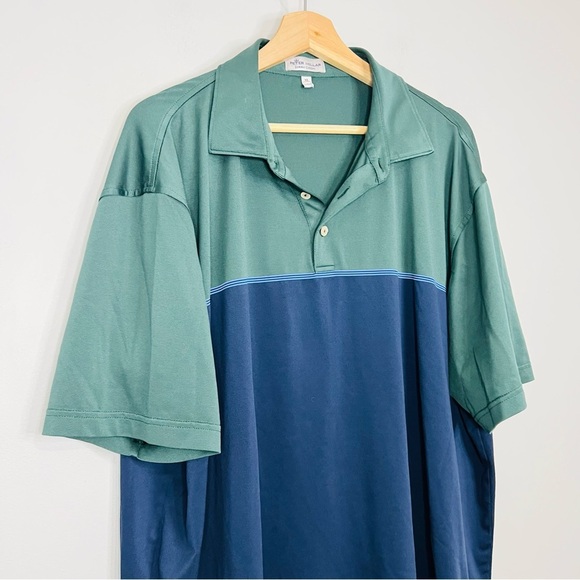 Peter Millar Green/Navy Summer Comfort Polo XL - Picture 2 of 4